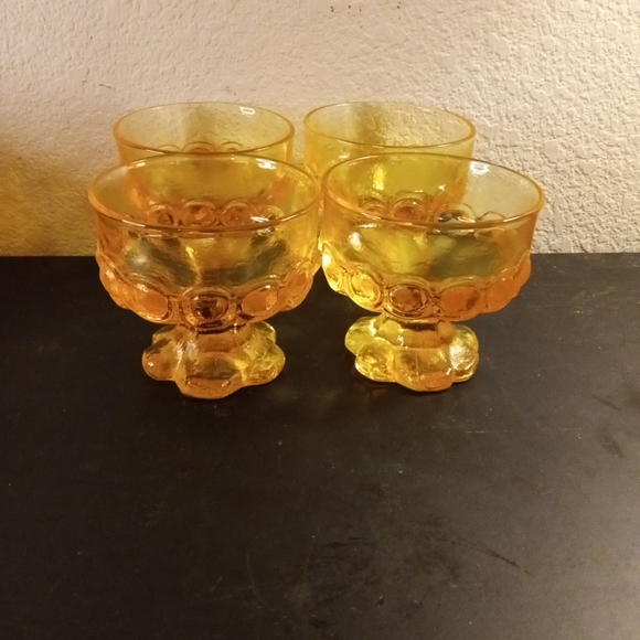 SIGNED RARE Fire & Light CITRUS Recycled Glass 6oz Desert Cups Set of 4 - Picture 6 of 6